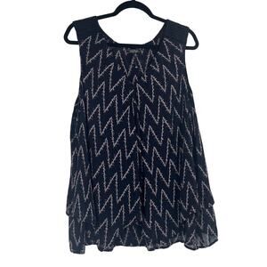 Lucky Brand Boho Print Ruffle Sleeveless Blouse Western Women’s 2X